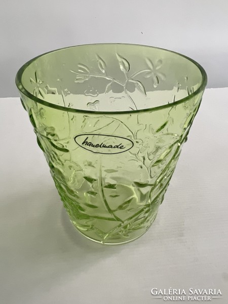 Villeroy & Boch Nature's Essential nagyméretű, zöld üveg növénymintás váza, tál, virágtartó