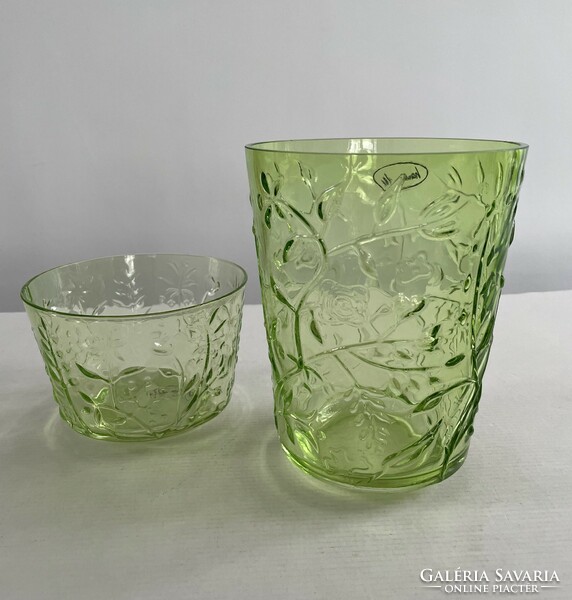 Villeroy & boch nature's essential green glass plant pattern vase, bowl, planter
