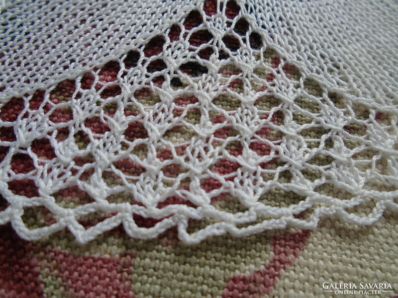 15 cm diam. 5 Pcs. Snow-white, fine cotton knitted tablecloth, placemat.