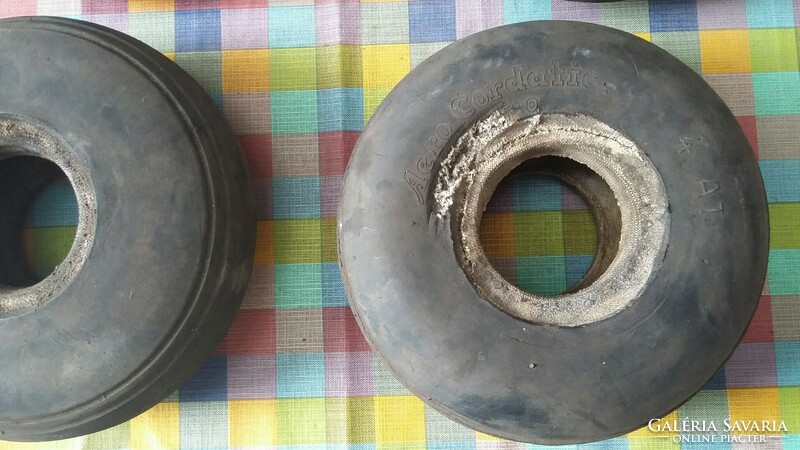 Four old small rubber wheels - tires (predecessors of 3 cordatic -taurus)