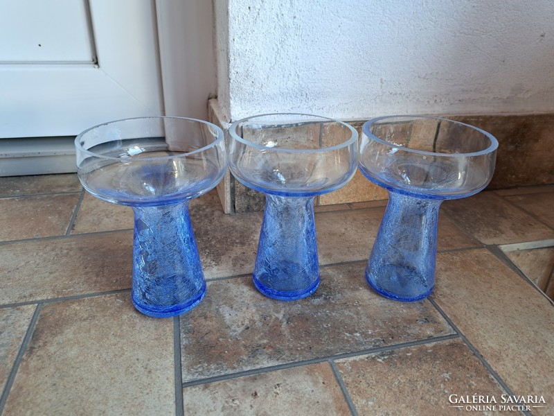 Rare blue candle holder vase cracked beautiful veil glass veil Carcagi berek bath glass