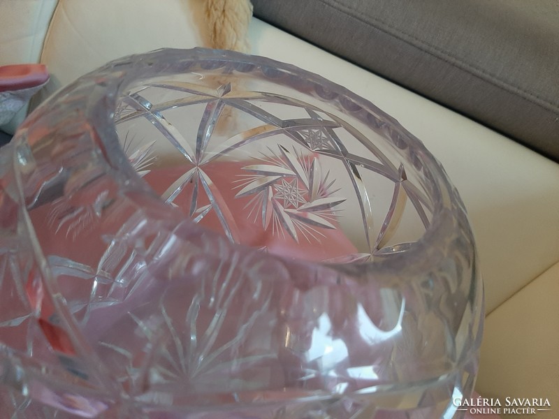 20cm-es nagy, szép csiszolt csillogó ólomkristály gömb váza