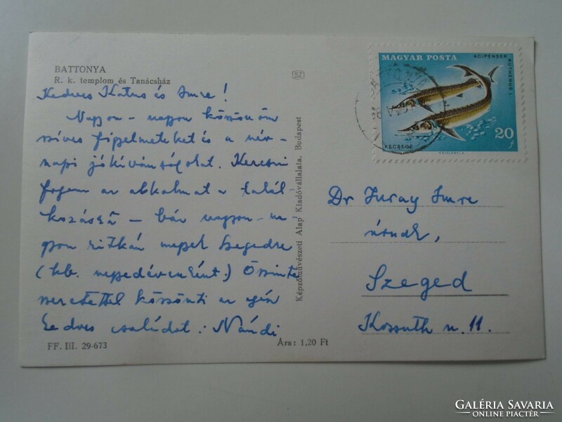 D195302 old postcard button dr. Szeged 1967 for Mr. Imre Juray