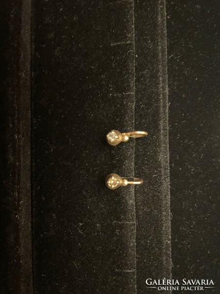 Gold children's earrings 14k cubic zirconia