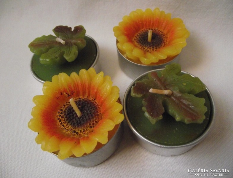 Handmade figural candle, sunflower, grape leaf shaped candle 4pcs