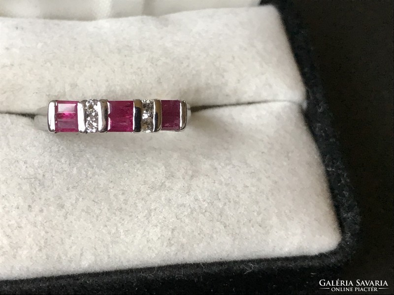 White gold ring with natural ruby