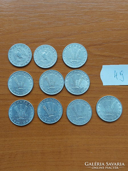 10 pieces of Hungarian 10 + 20 fils, all different year 49