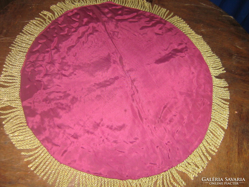 Beautiful machine tapestry special vintage rosy burgundy braided velvet inset fringed edge tablecloth