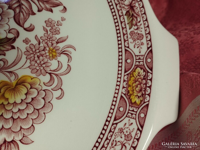 Gyönyörű angol porcelán, füles kínáló tál, asztalközép