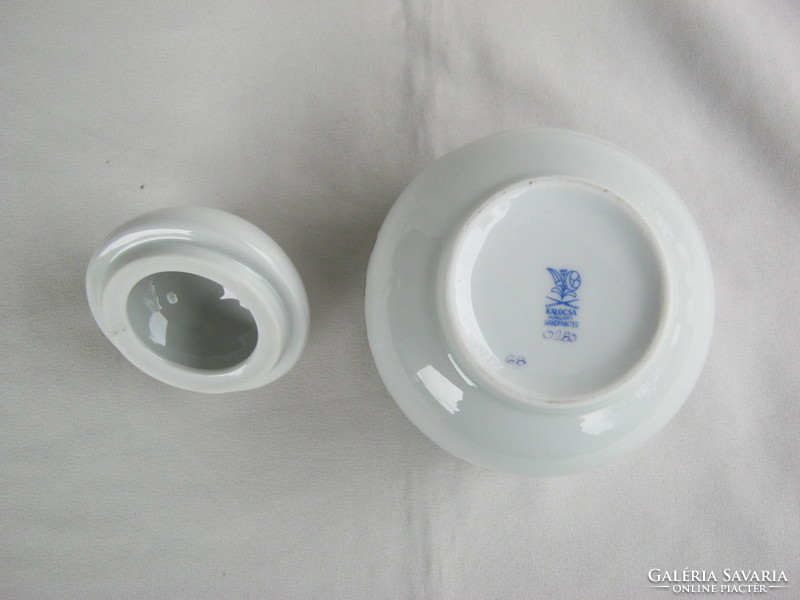 Hand-painted Kalocsai porcelain sugar bowl bonbonier