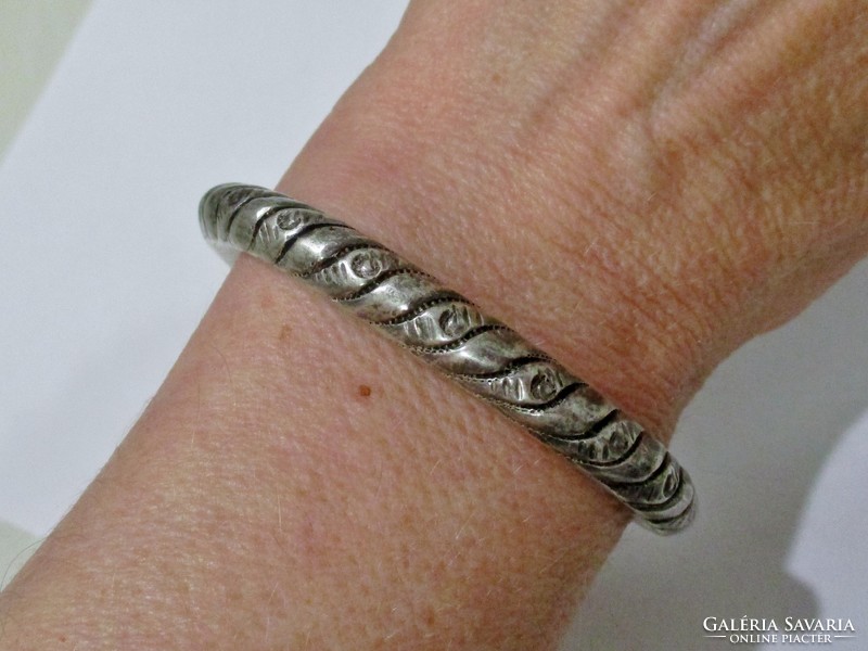 Beautiful old handmade open silver bracelet