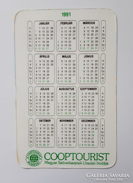 Card calendar cooptourist 1991 - lady