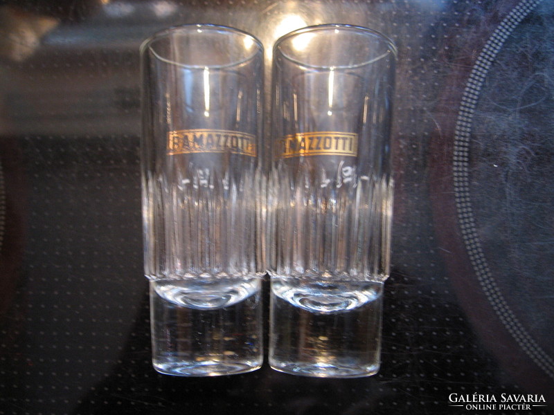 Retro Ramazzotti calibrated brandy, liqueur glass with a pair of gold inscriptions