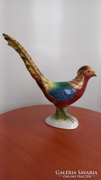 Bodrogkeresztúr ceramic colored pheasant, marked, flawless, height: 22.5 cm (tail feather), width: 25 cm