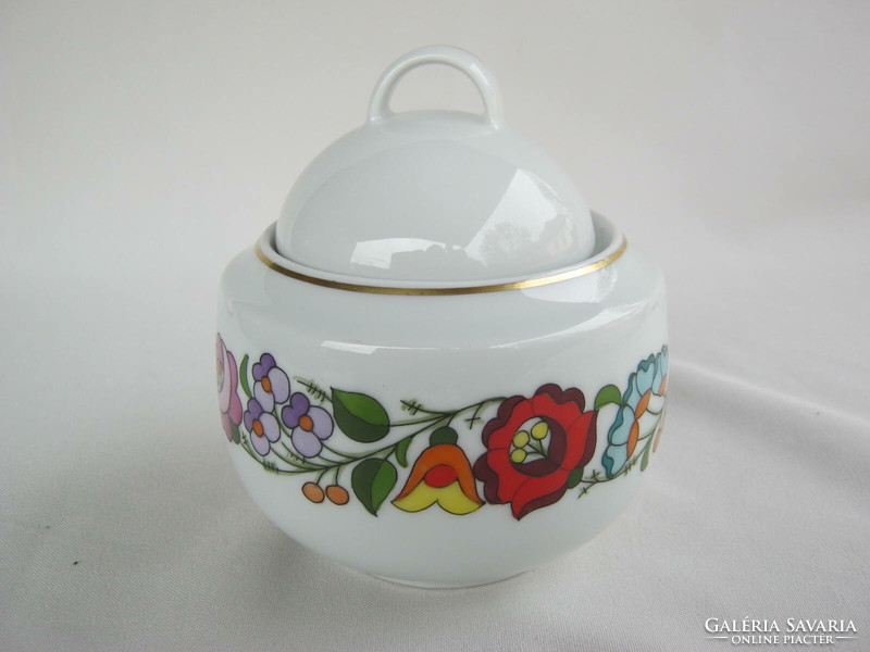Hand-painted Kalocsai porcelain sugar bowl bonbonier