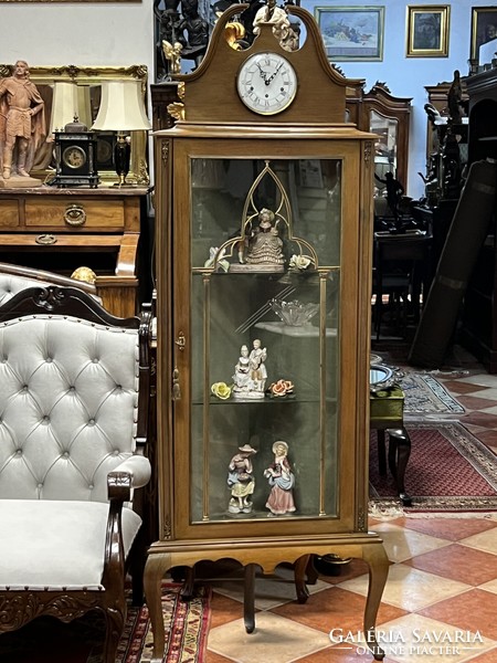 Special rare antique-style display corner cabinet with clock on top