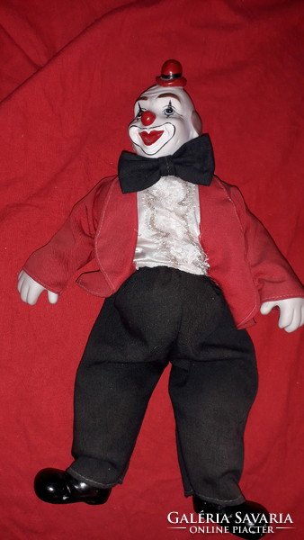 Vintage RITKA porcelán kalapos cirkuszi bohóc figura baba 35 cm a képek szerint