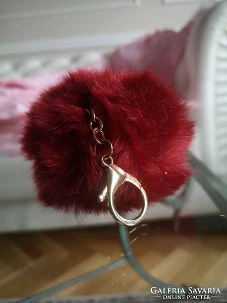 Fur keychain, dyed real fur, bag accessory 10 x 10 cm