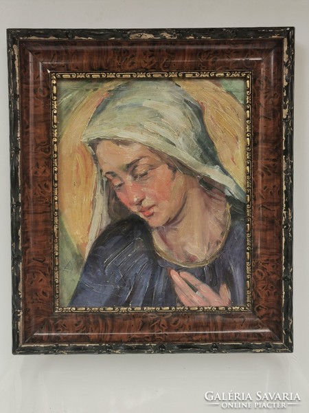 20s art deco style portrait of a praying woman painted with a unique technique