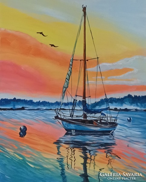 Painting titled Sailing