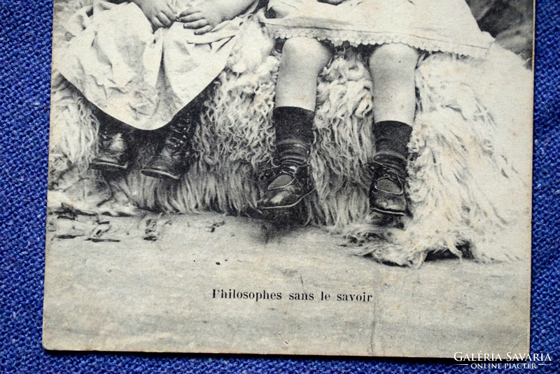 Antique photo postcard for small children