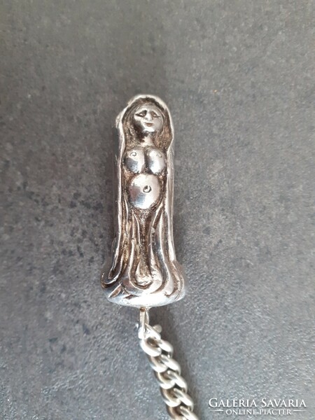 Erotic silver pocket watch chain