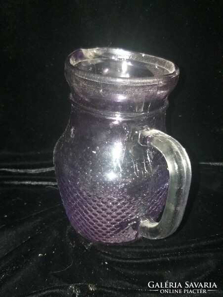 Retro glass jug pink 14 cm