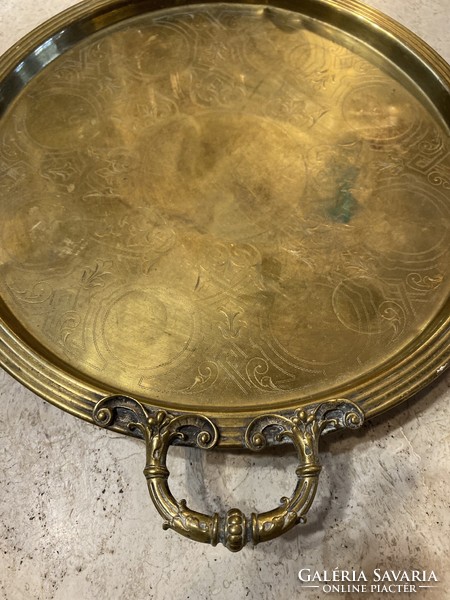 Antique copper footed tray