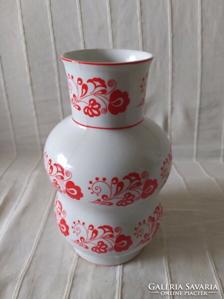 Zsolnay floor vase: large bay vase decorated with a folk motif, 30 cm, flawless