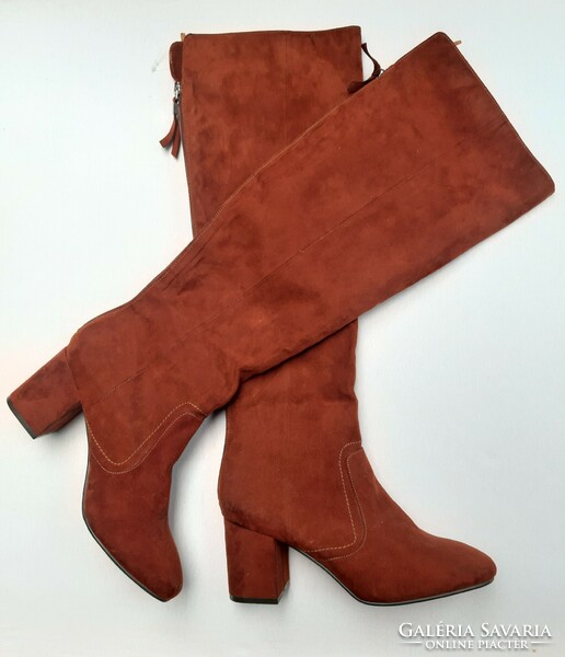 New! H&m women's 38 rust brown suede knee boots