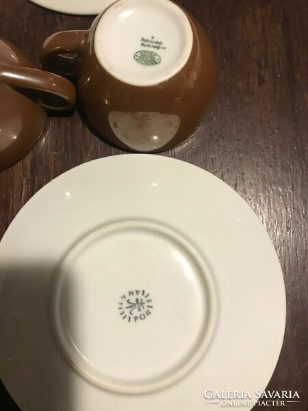 German porcelain set elements / incomplete set accessories, cups, saucers. The set is sold together.