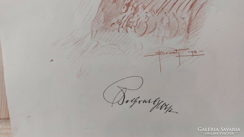 (K) Oskar Bruch régi litográfia, nyomat 28x38 cm. Artur von Bolfras vezérezredest ábrázolja.