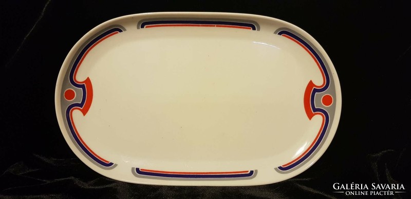 Alföldi porcelain oval serving bowl with red blue gray pattern 29 cm