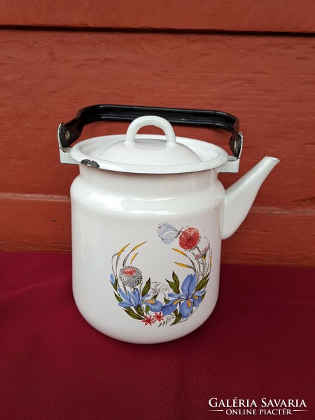 Zománcos 3 literes virágos téaskanna teafőző kanna , nosztalgia, paraszti dekoráció dísznek