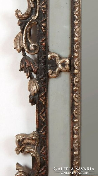 Antik faragott tükör ezüstözött kerettel (vak tükörrel)