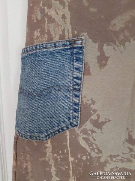 Mignon szoknya batikolt pamut farmer zsebes mintás design darab S-L