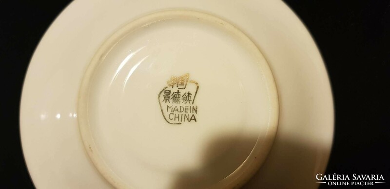 4 db. kínai porcelán aranyszegélyes csésze alj 12 cm