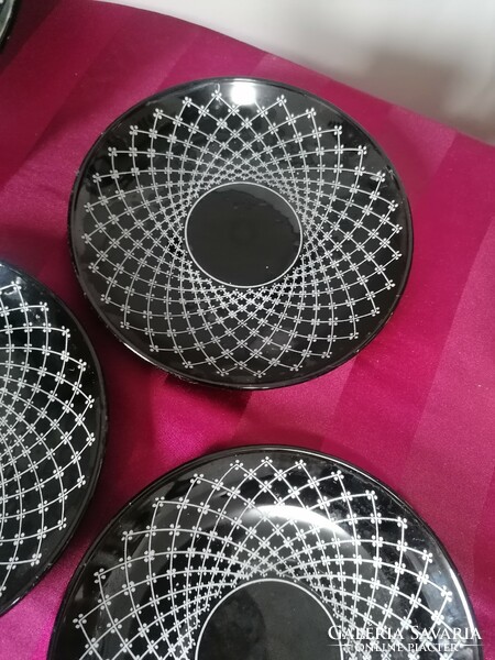 Glass cookie set 6 + 1 black - white pattern