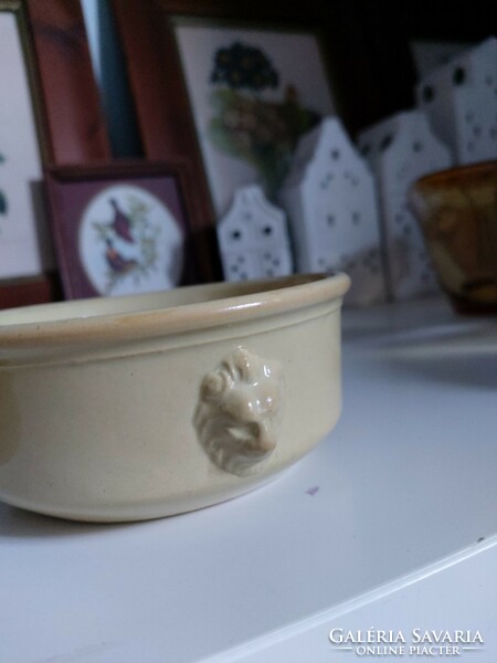 Very special and rare old French ceramic holders with lion and satyr heads, beautiful. Together