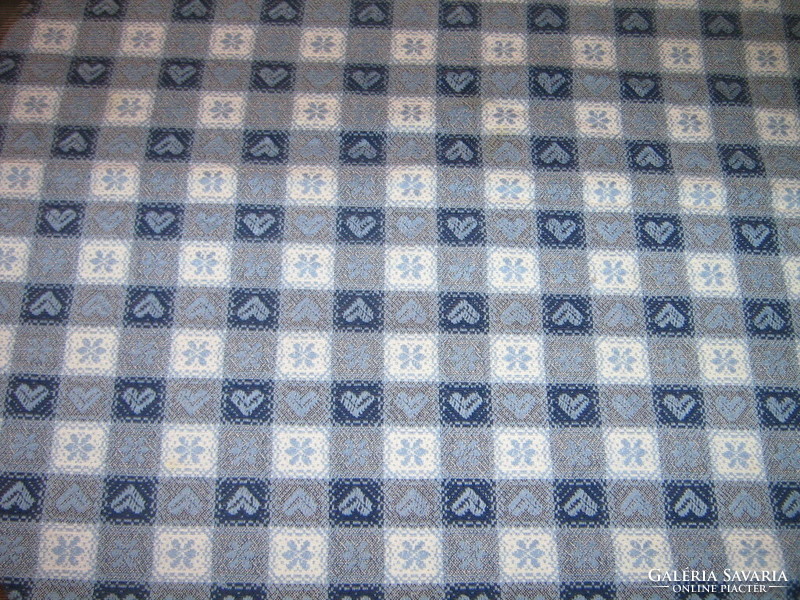 Beautiful vintage checkered heart fringed edge woven tablecloth