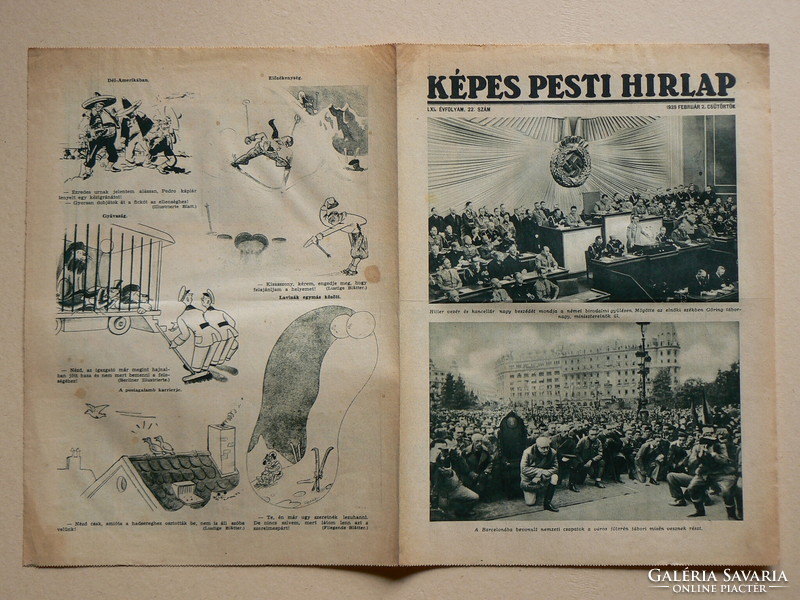 Kepes Pest newspaper February 2, 1939, historical magazine (copies of ut. Só, 1939. Year are rare)