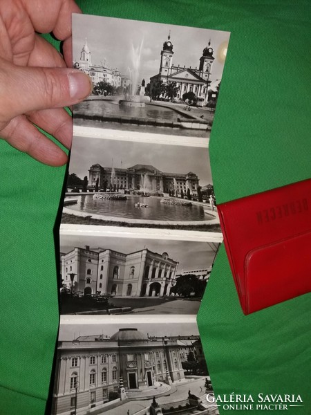 Régi DEBRECEN szuvenírboltos utazó emlék mini leporello fényképgyűjtemény bőrtokban a képek szerint