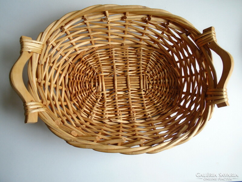 Fruit cane basket, basket with wooden tongs.