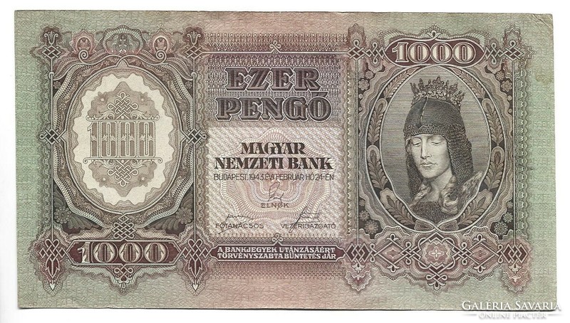 1000 pengő 1943 Szálasi 2. Ropogós