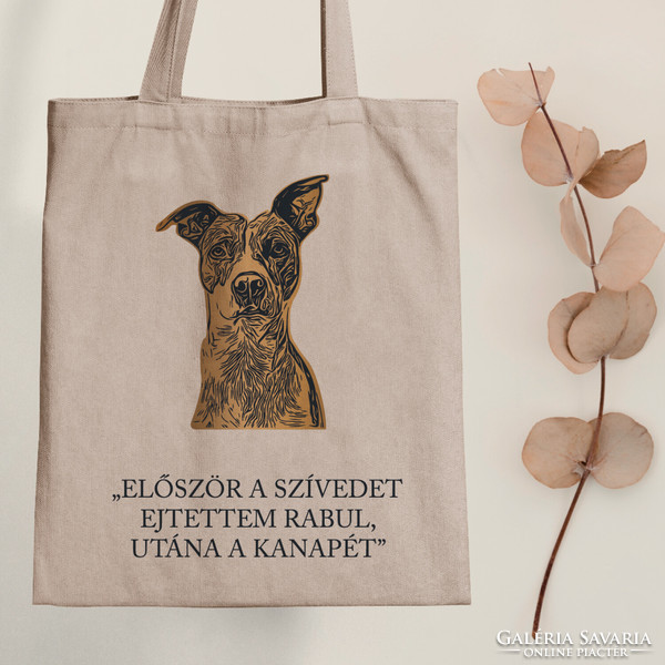 First your heart, then the sofa - doggy canvas bag with quote