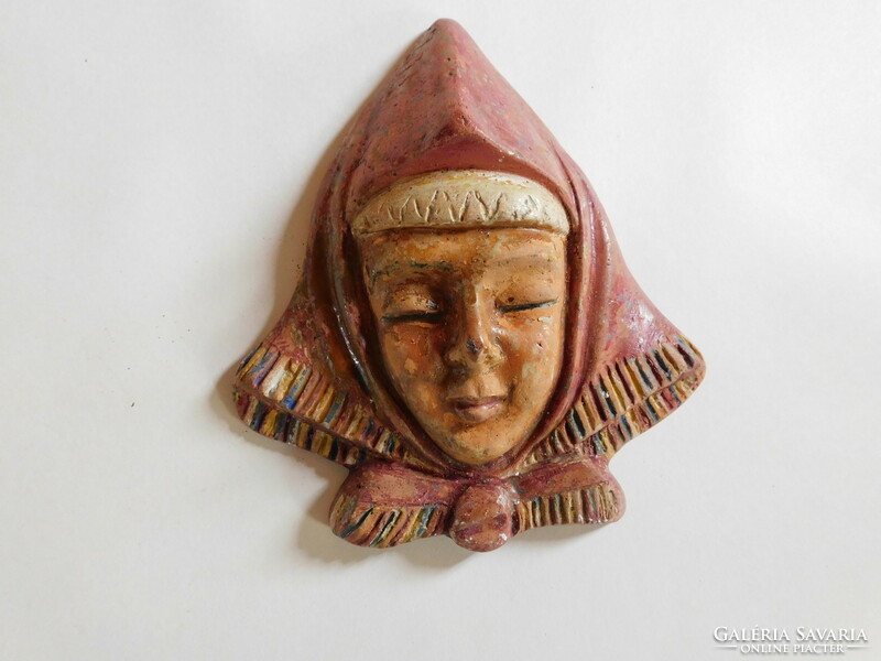 Ceramic wall decoration with csaba sign - woman's head with a scarf