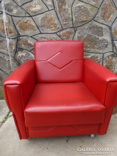 Beautiful red, art deco rolling armchair
