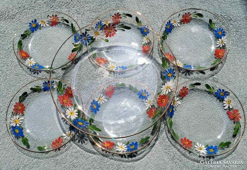 Antique floral 7-part glass serving tray