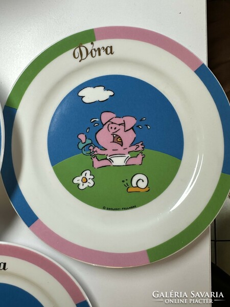 Rare Zsolnay fairy-tale kata and Dora inscription plates! Anniversary edition!