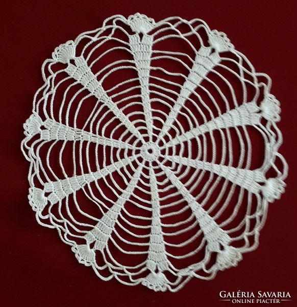Round lace tablecloth with spider web pattern
